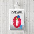 Affiche pop art avec lèvres rouges, rose bleue et texte « POP ART WANTED »