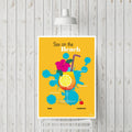 Affiche encadrée jaune avec cocktail, citron et fleurs, texte Sex on the Beach