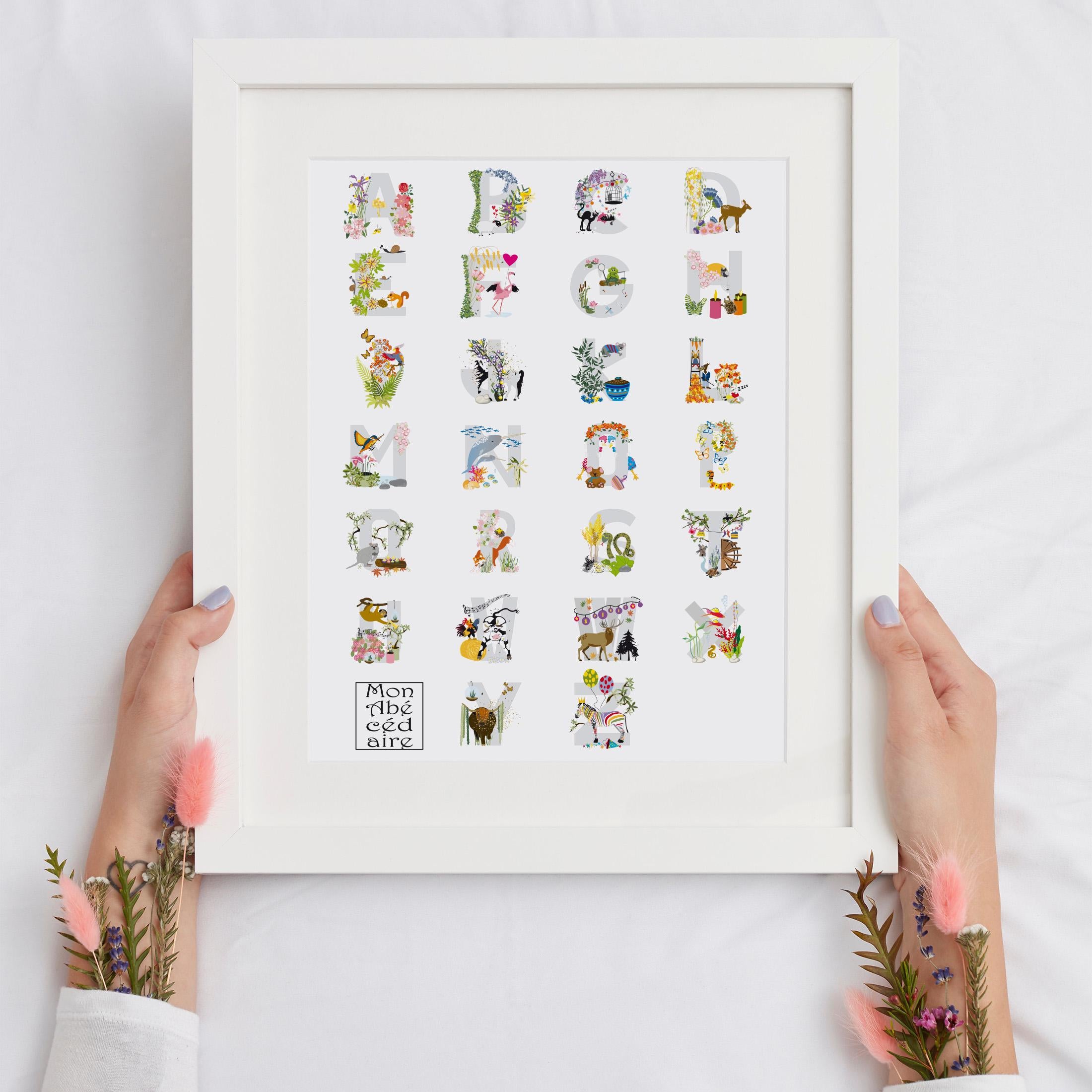 Affiche Abécédaire - Alphabet - illustration Poster Art Mural A4/A3